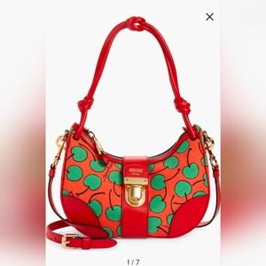 MOSCHINO® Couture All-Over Cherry Print Canvas Hobo Bag